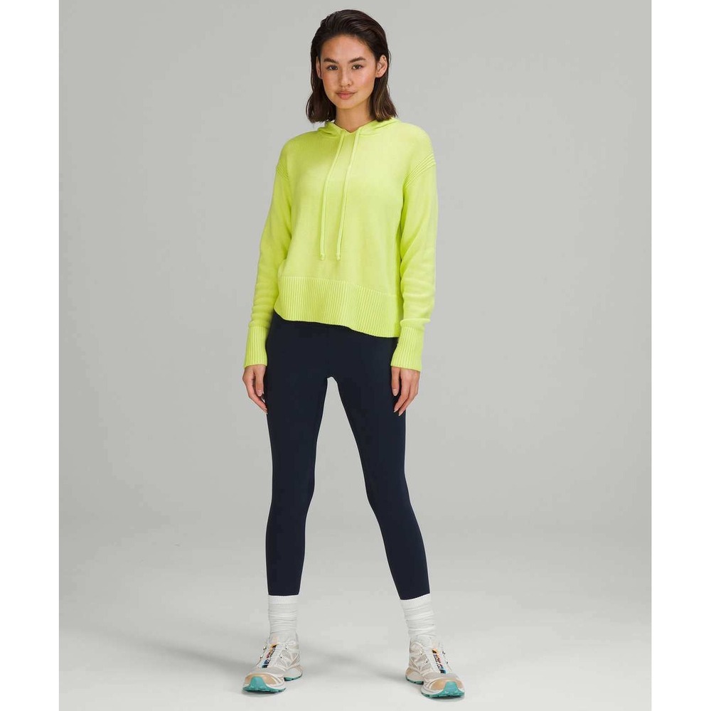 Lululemon Double Knit Sweater Hoodie Womens M/L Electric Lemon Excellent Cashlu